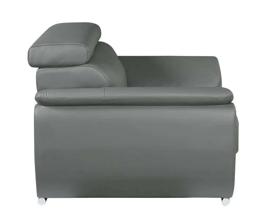69" Gray And Silver Faux Leather Loveseat Homeroots Living Room