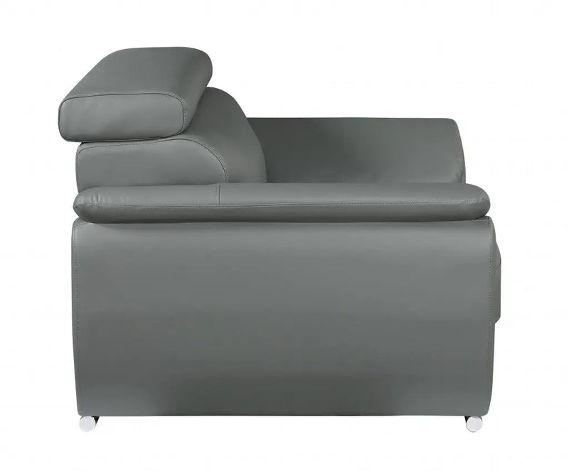 69" Gray And Silver Faux Leather Loveseat Homeroots Living Room