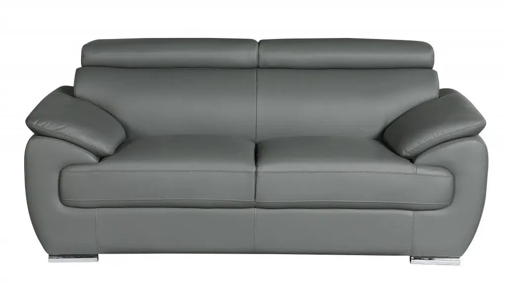 69" Gray And Silver Faux Leather Loveseat Homeroots Living Room