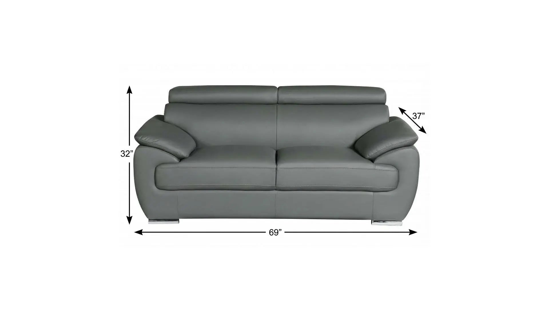 69" Gray And Silver Faux Leather Loveseat Homeroots Living Room