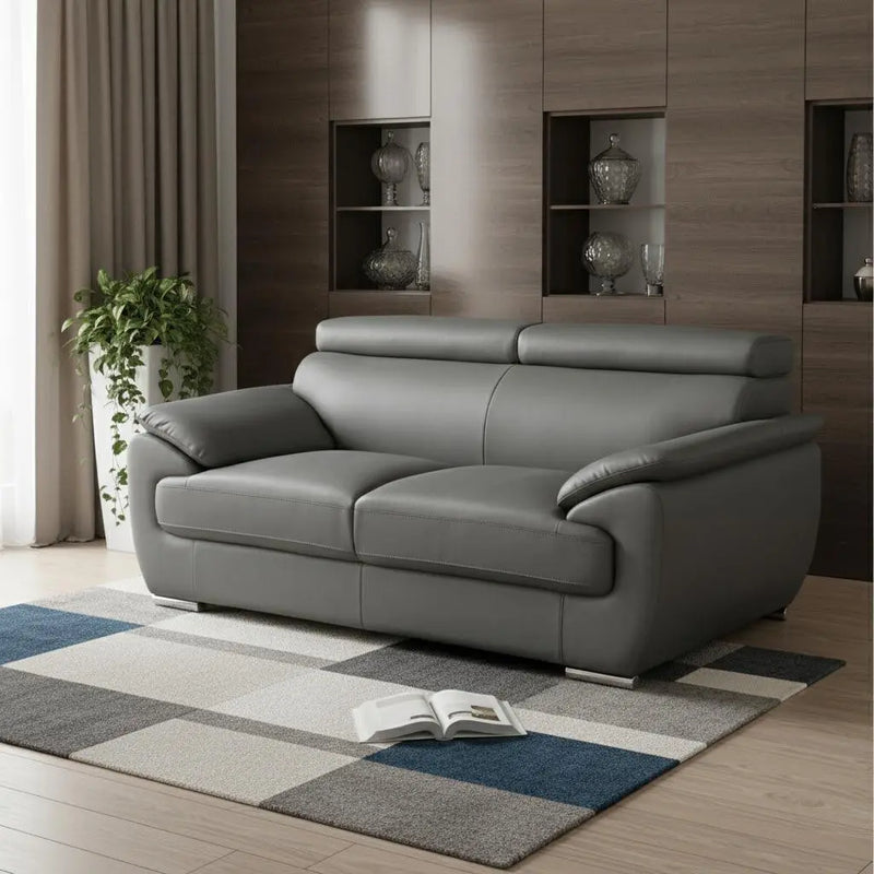 69" Gray And Silver Faux Leather Loveseat Homeroots Living Room