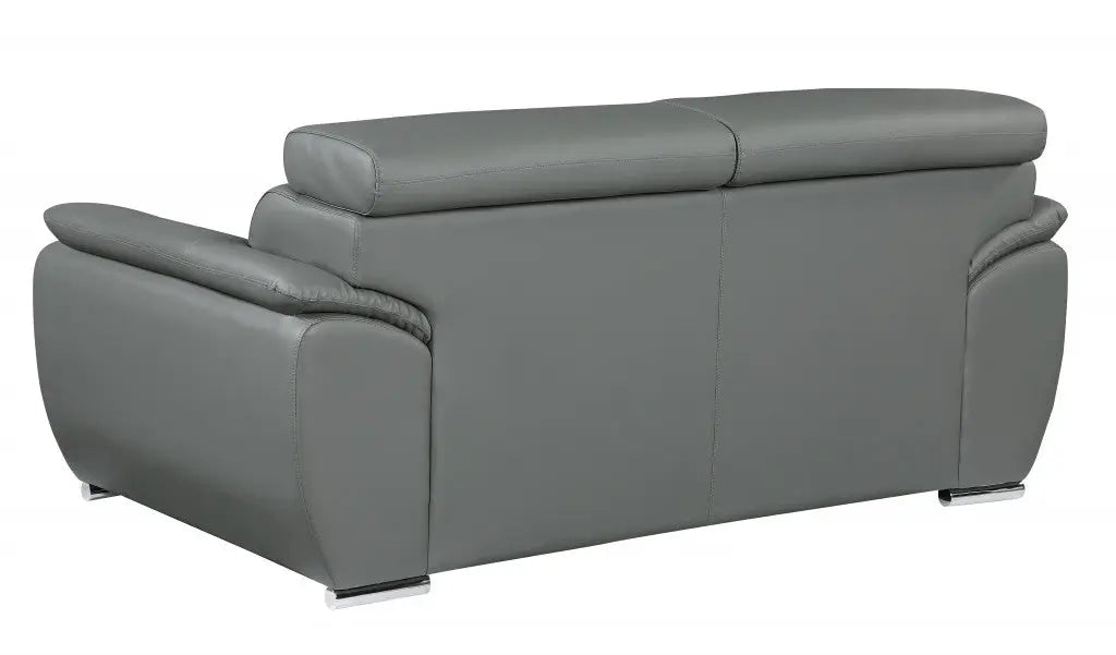 69" Gray And Silver Faux Leather Loveseat Homeroots Living Room