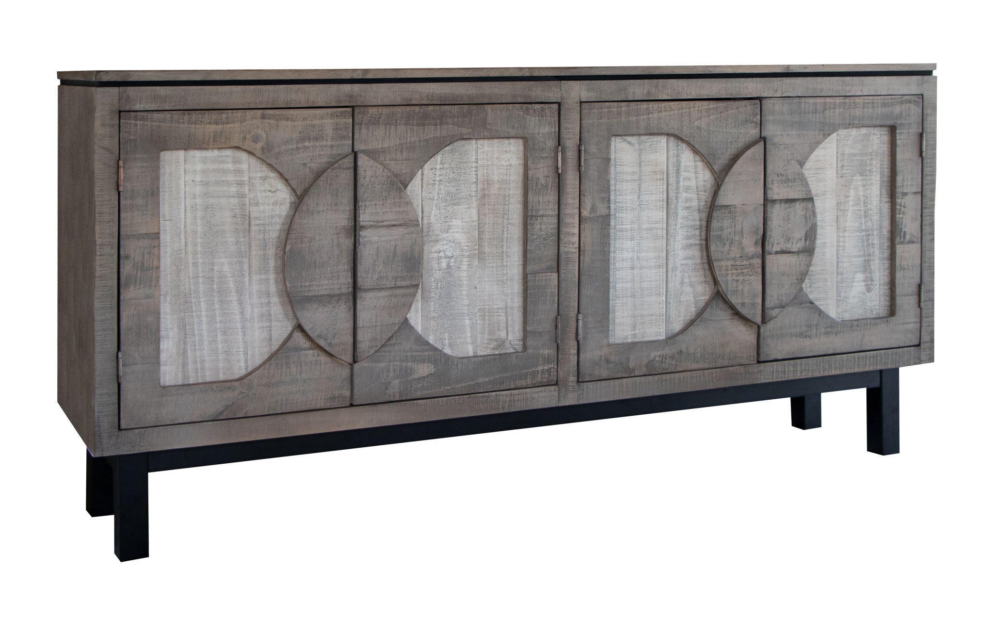 69" Gray Solid and Manufactured Wood Distressed Credenza Homeroots Kitchen & Dining
