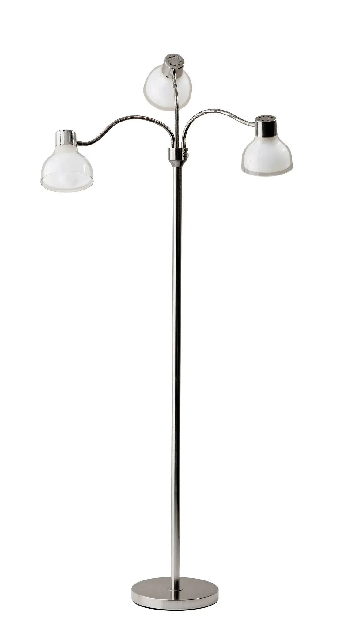 69" Silver Three Light Tree Floor Lamp With White Plastic Bowl Shade - GreatEagleInc