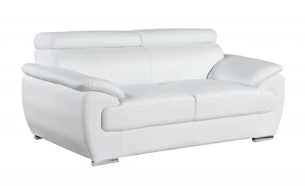 69" White And Silver Faux Leather Loveseat Homeroots Living Room