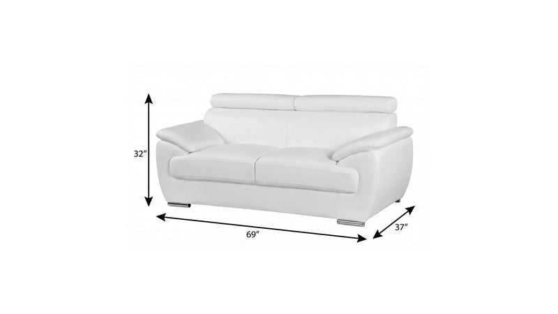 69" White And Silver Faux Leather Loveseat Homeroots Living Room