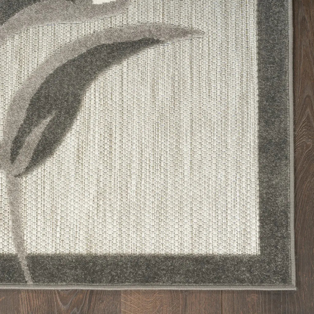 6' Beige And Gray Floral Indoor Outdoor Runner Rug Homeroots Outdoor