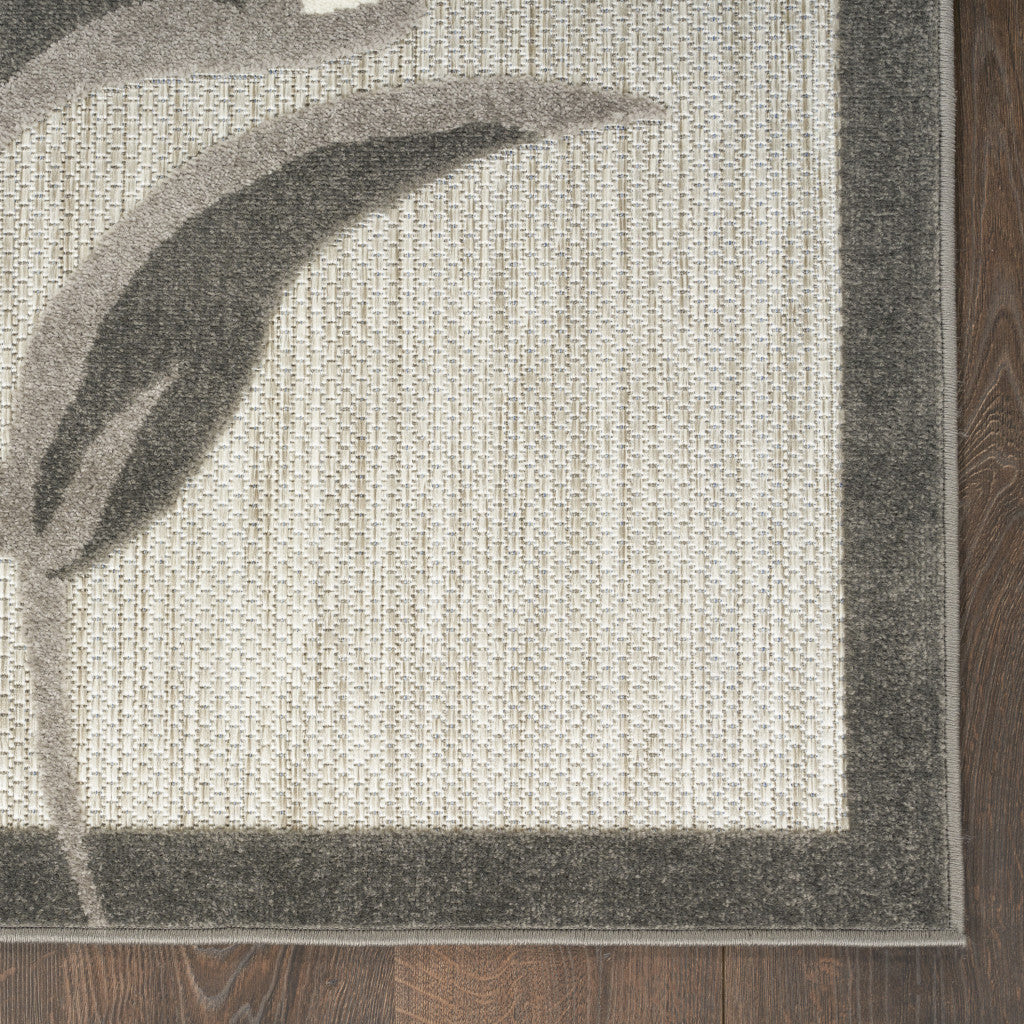 6' Beige And Gray Floral Indoor Outdoor Runner Rug Homeroots Outdoor