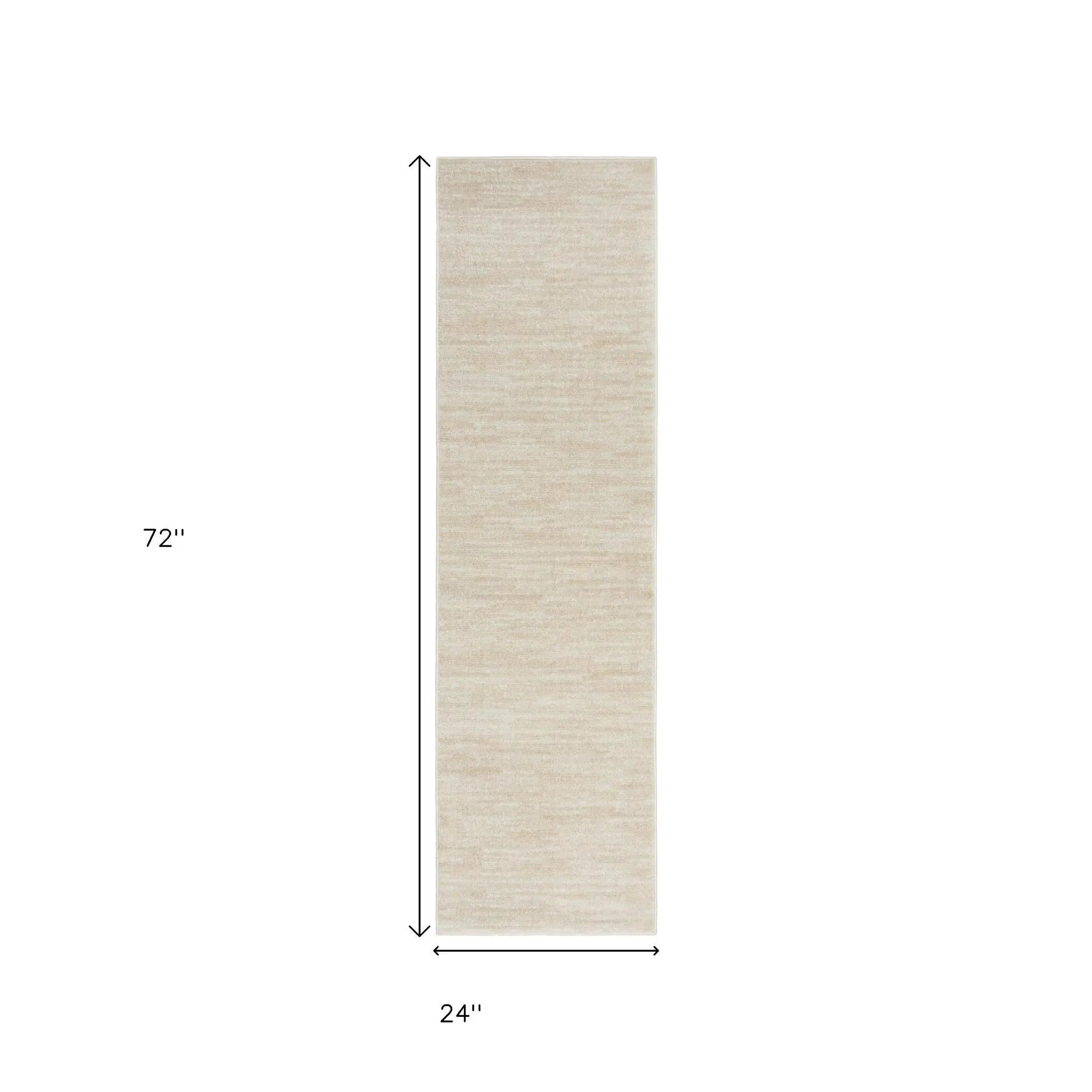 6' Beige And Ivory Indoor Outdoor Runner Rug - GreatEagleInc