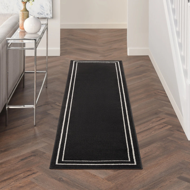 6' Black And Ivory Indoor Outdoor Runner Rug Homeroots Outdoor