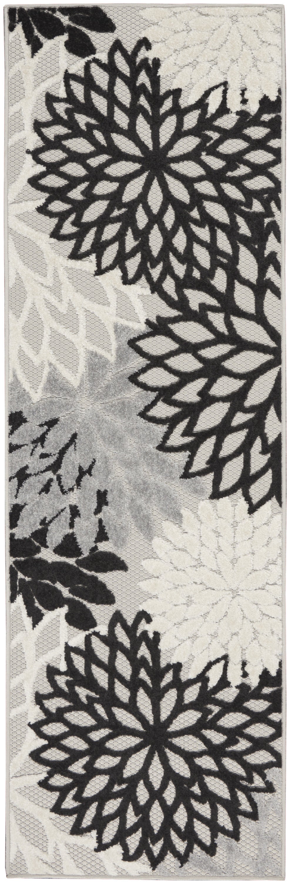 6' Black And White Indoor Outdoor Runner Rug - GreatEagleInc