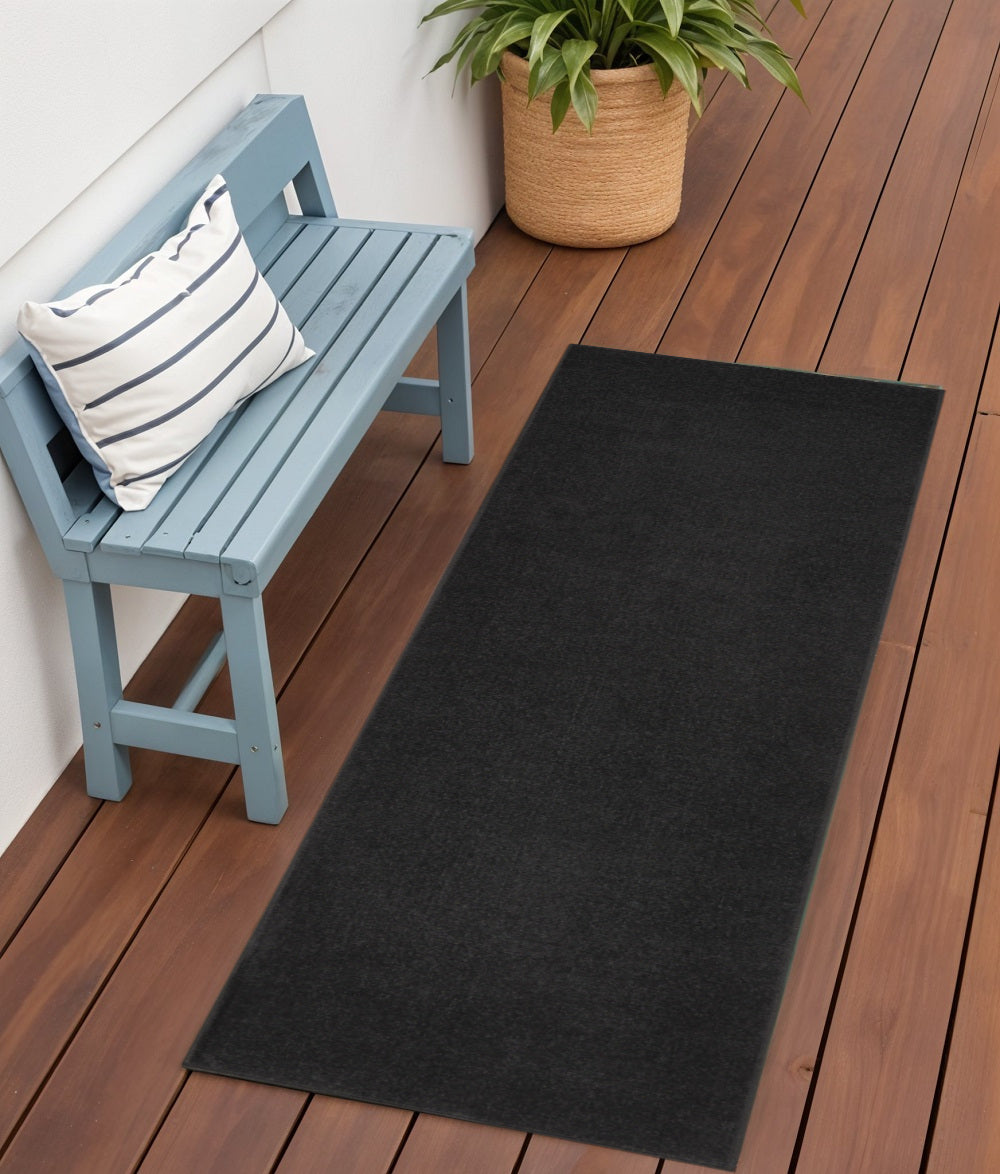 6' Black Indoor Outdoor Runner Rug - GreatEagleInc