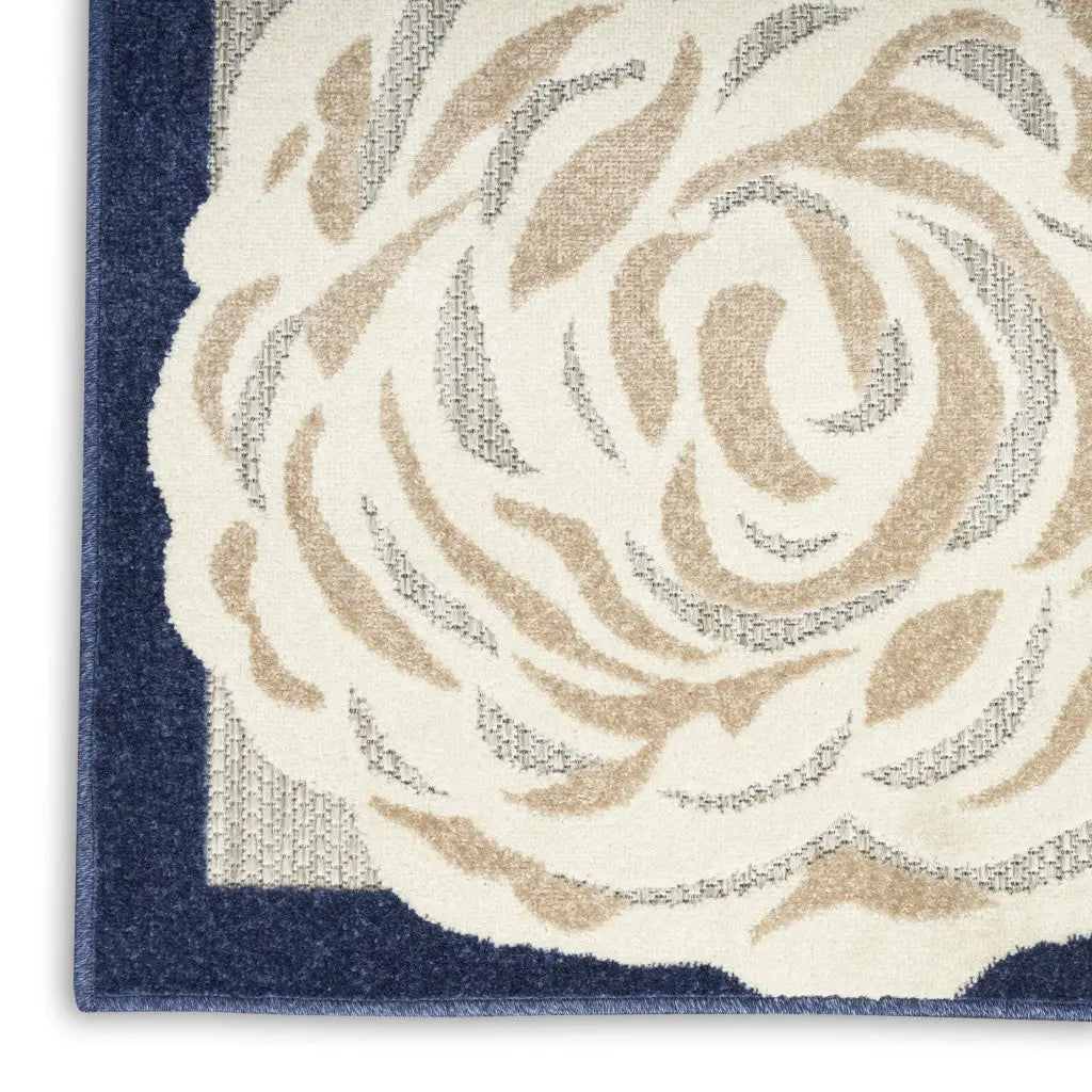 6' Blue And Gray Floral Indoor Outdoor Runner Rug Homeroots Outdoor