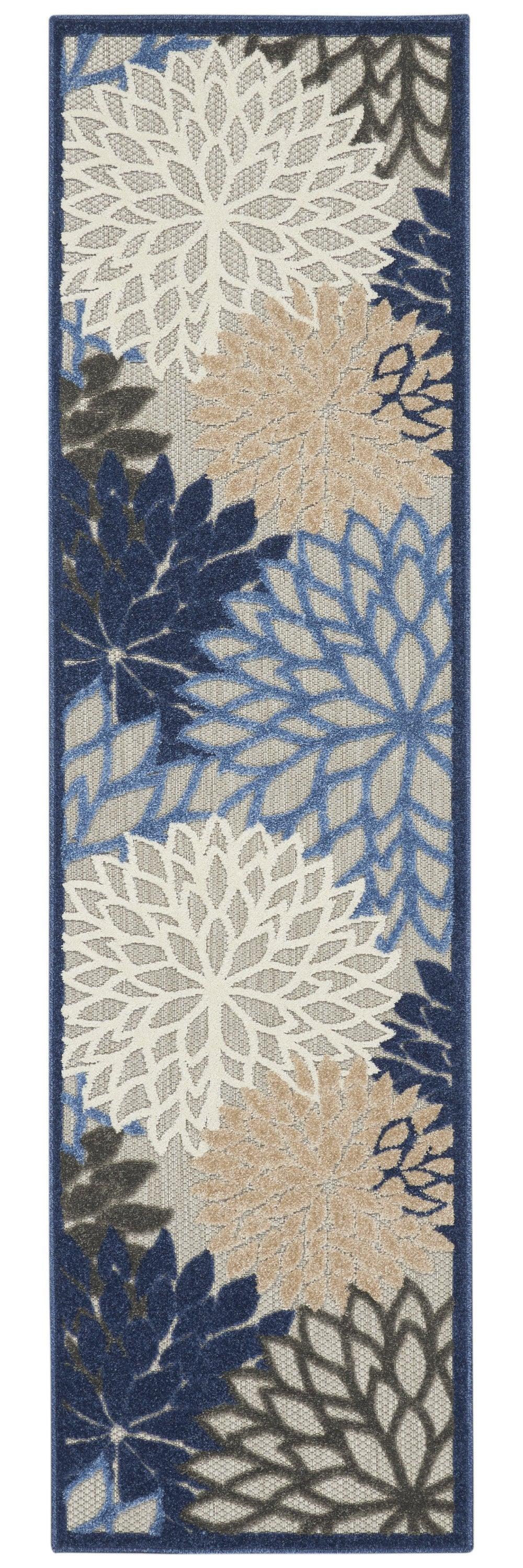 6' Blue And Gray Indoor Outdoor Area Rug - GreatEagleInc