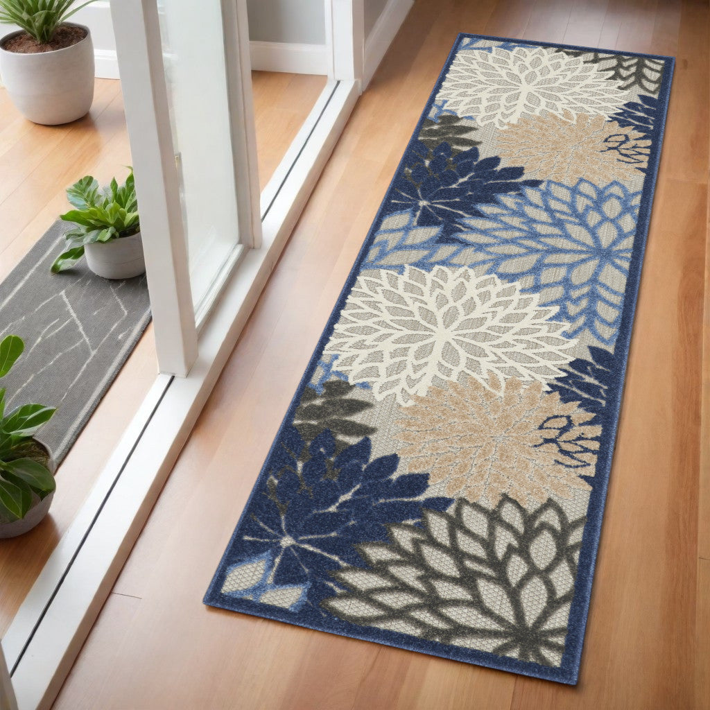 6' Blue And Gray Indoor Outdoor Area Rug - GreatEagleInc