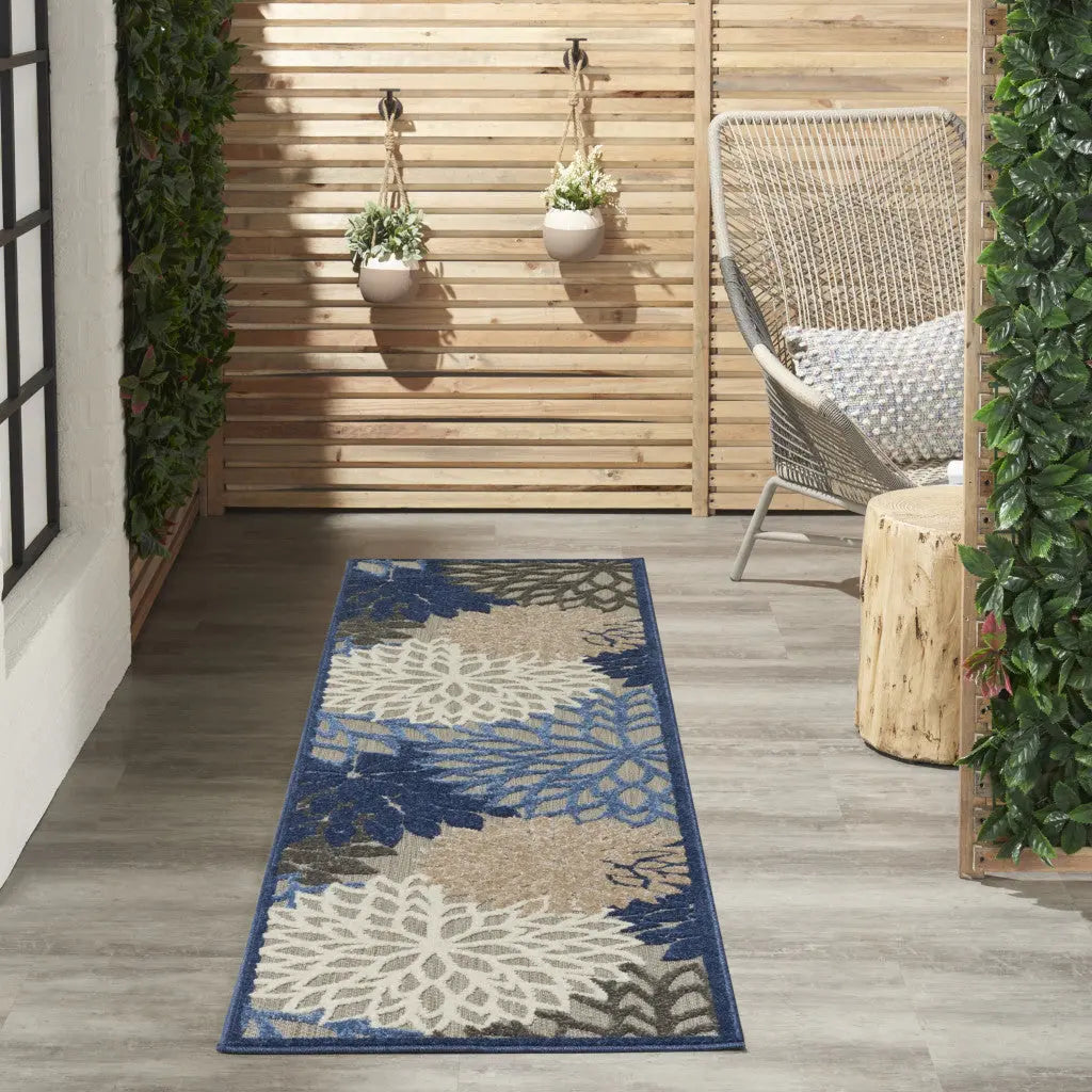 6' Blue And Gray Indoor Outdoor Area Rug - GreatEagleInc