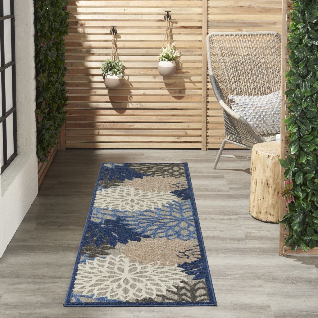 6' Blue And Gray Indoor Outdoor Area Rug - GreatEagleInc