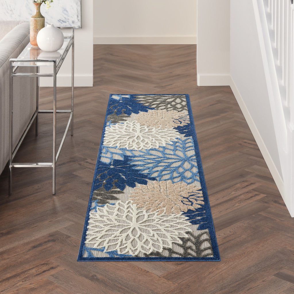 6' Blue And Gray Indoor Outdoor Area Rug - GreatEagleInc