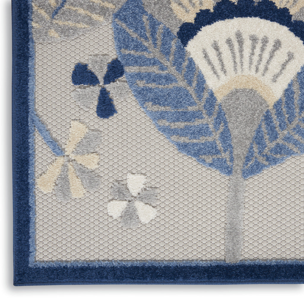 6' Blue And Gray Indoor Outdoor Runner Rug - GreatEagleInc