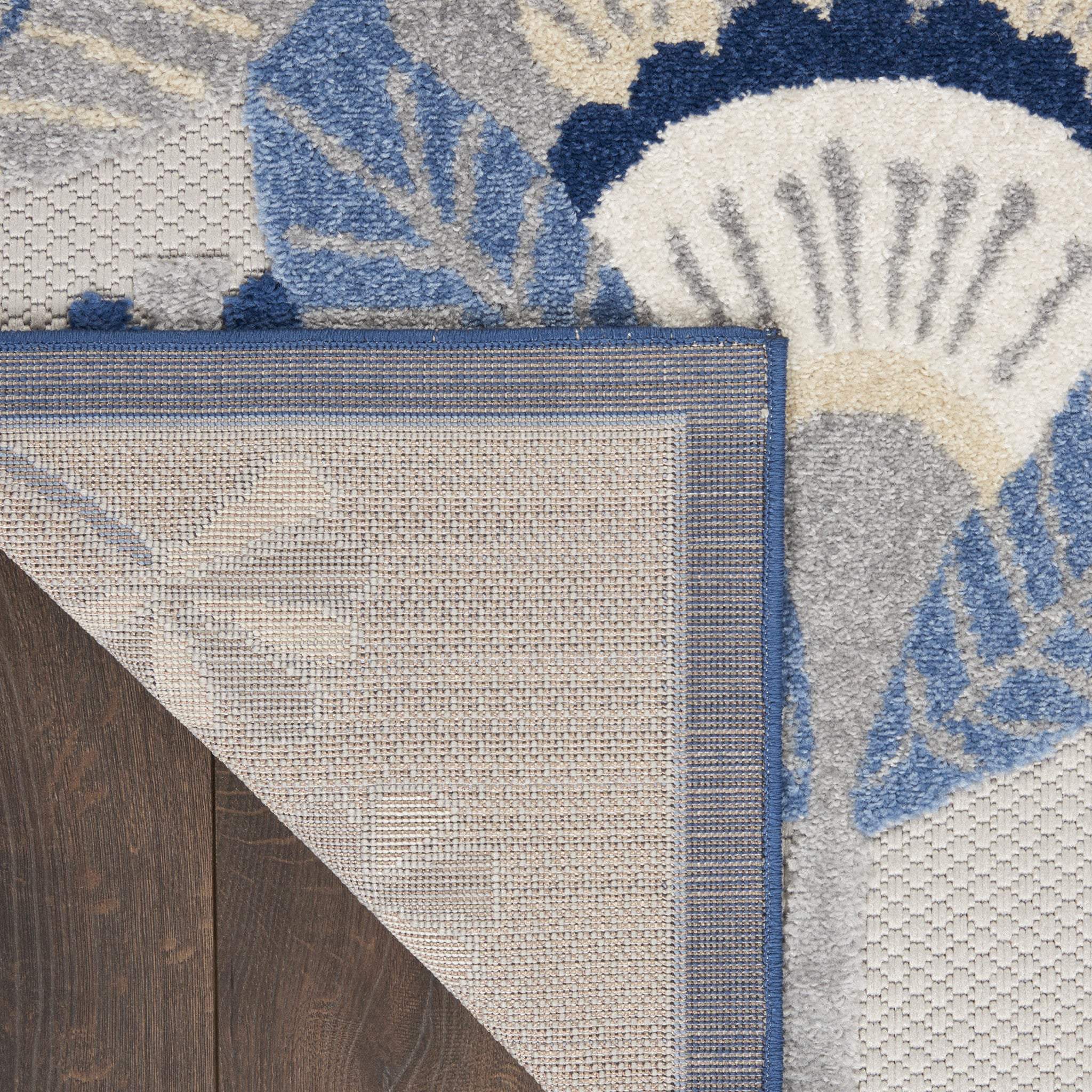6' Blue And Gray Indoor Outdoor Runner Rug - GreatEagleInc