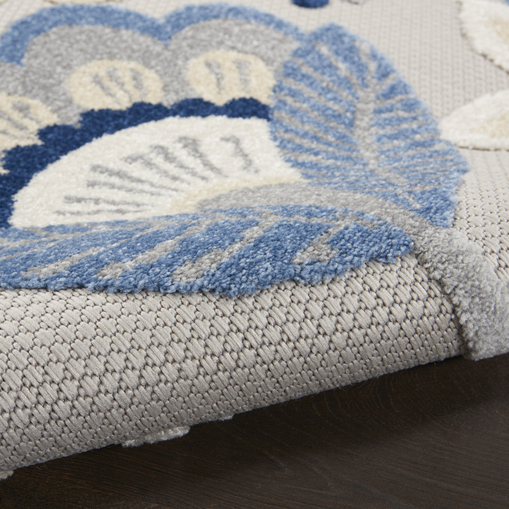 6' Blue And Gray Indoor Outdoor Runner Rug - GreatEagleInc