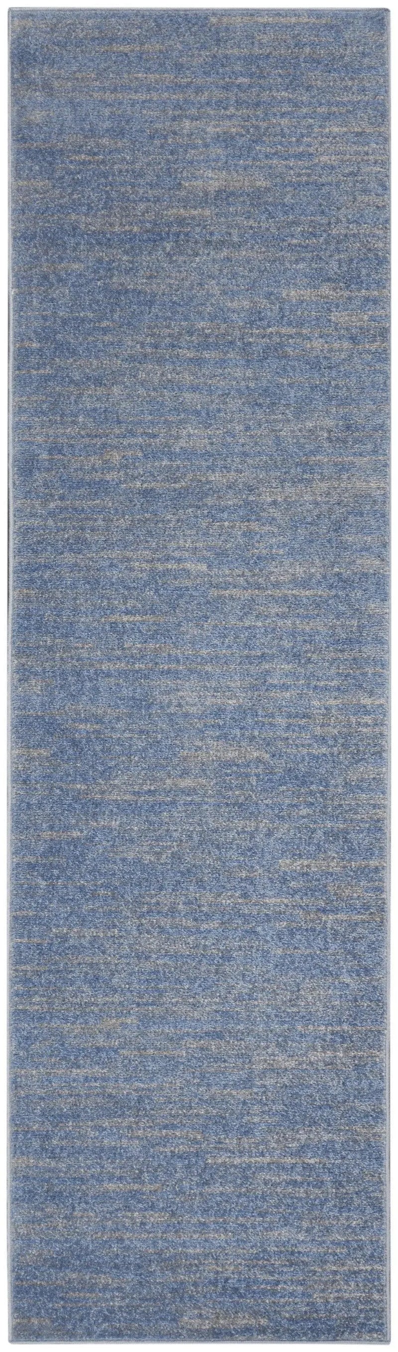 6' Blue And Gray Indoor Outdoor Runner Rug - GreatEagleInc