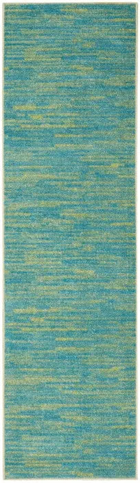 6' Blue And Green Indoor Outdoor Runner Rug - GreatEagleInc