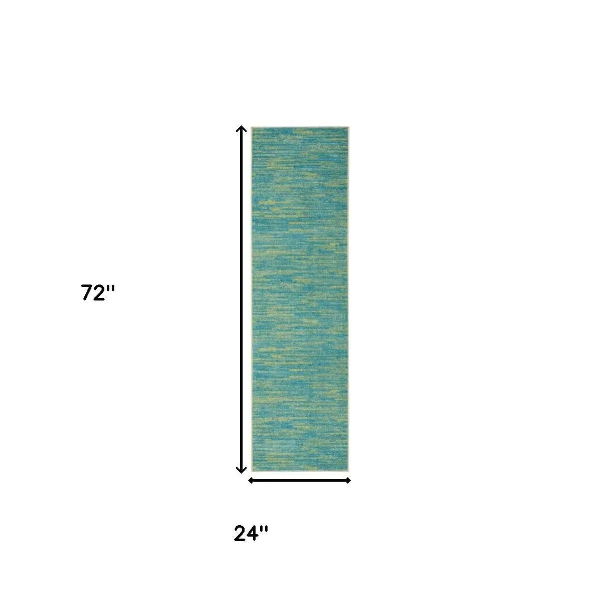 6' Blue And Green Indoor Outdoor Runner Rug - GreatEagleInc