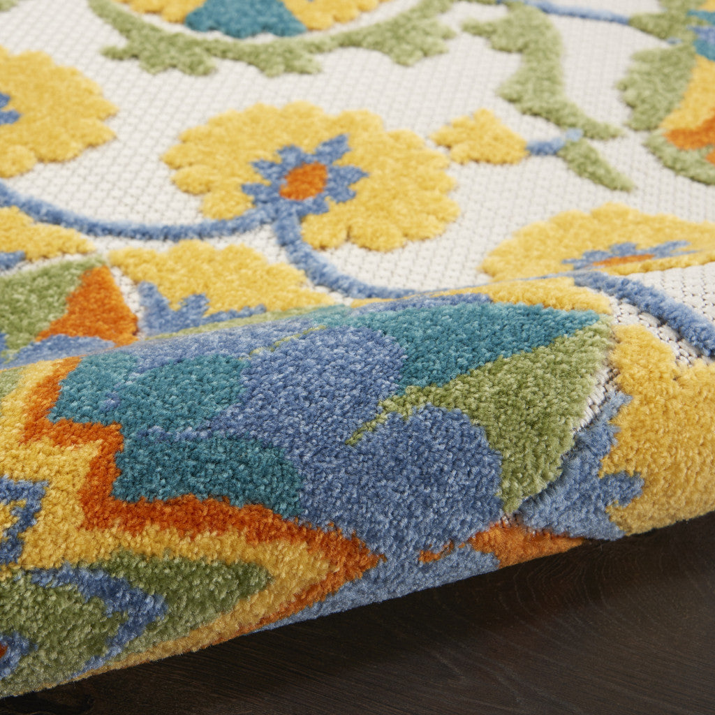 6' Blue And Yellow Indoor Outdoor Runner Rug - GreatEagleInc