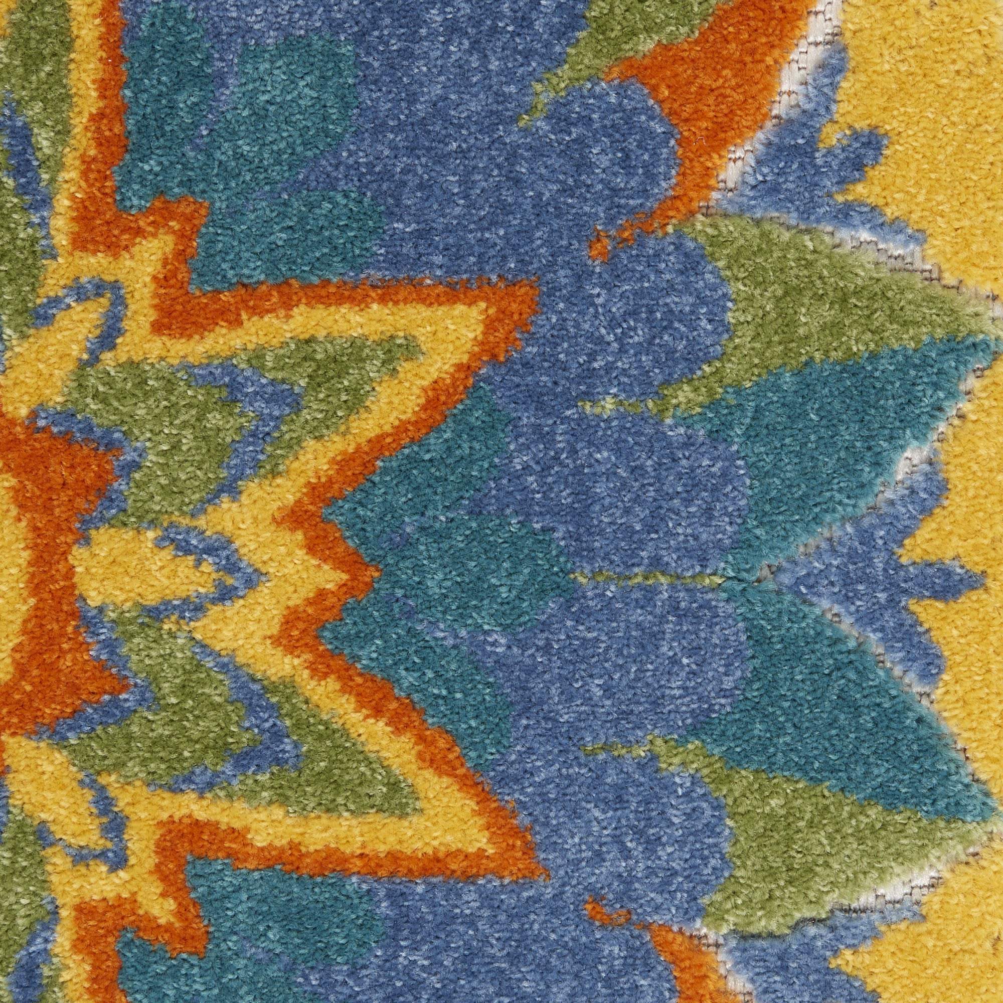 6' Blue And Yellow Indoor Outdoor Runner Rug - GreatEagleInc