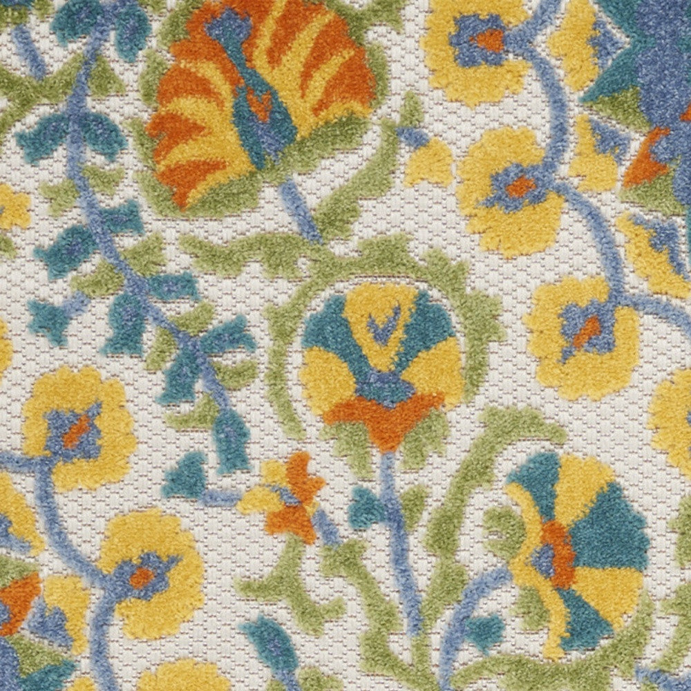 6' Blue And Yellow Indoor Outdoor Runner Rug - GreatEagleInc