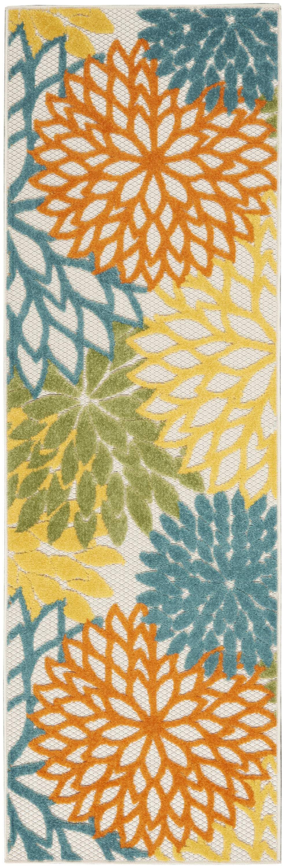 6' Blue And Yellow Indoor Outdoor Runner Rug - GreatEagleInc