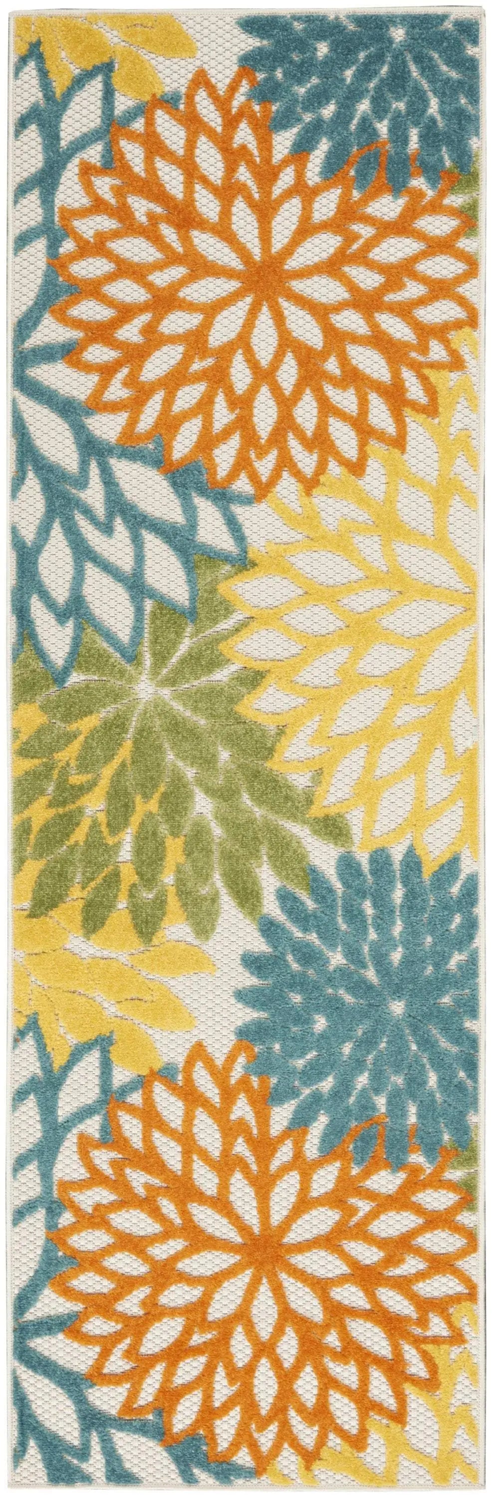 6' Blue And Yellow Indoor Outdoor Runner Rug - GreatEagleInc