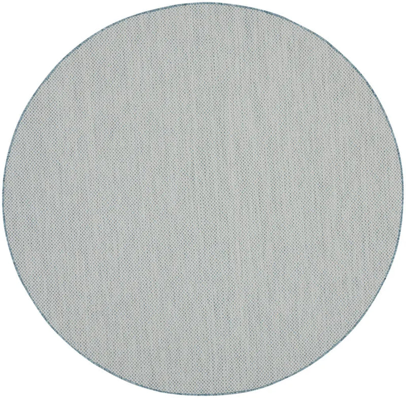 6' Blue Round Geometric Power Loom Area Rug Homeroots Outdoor