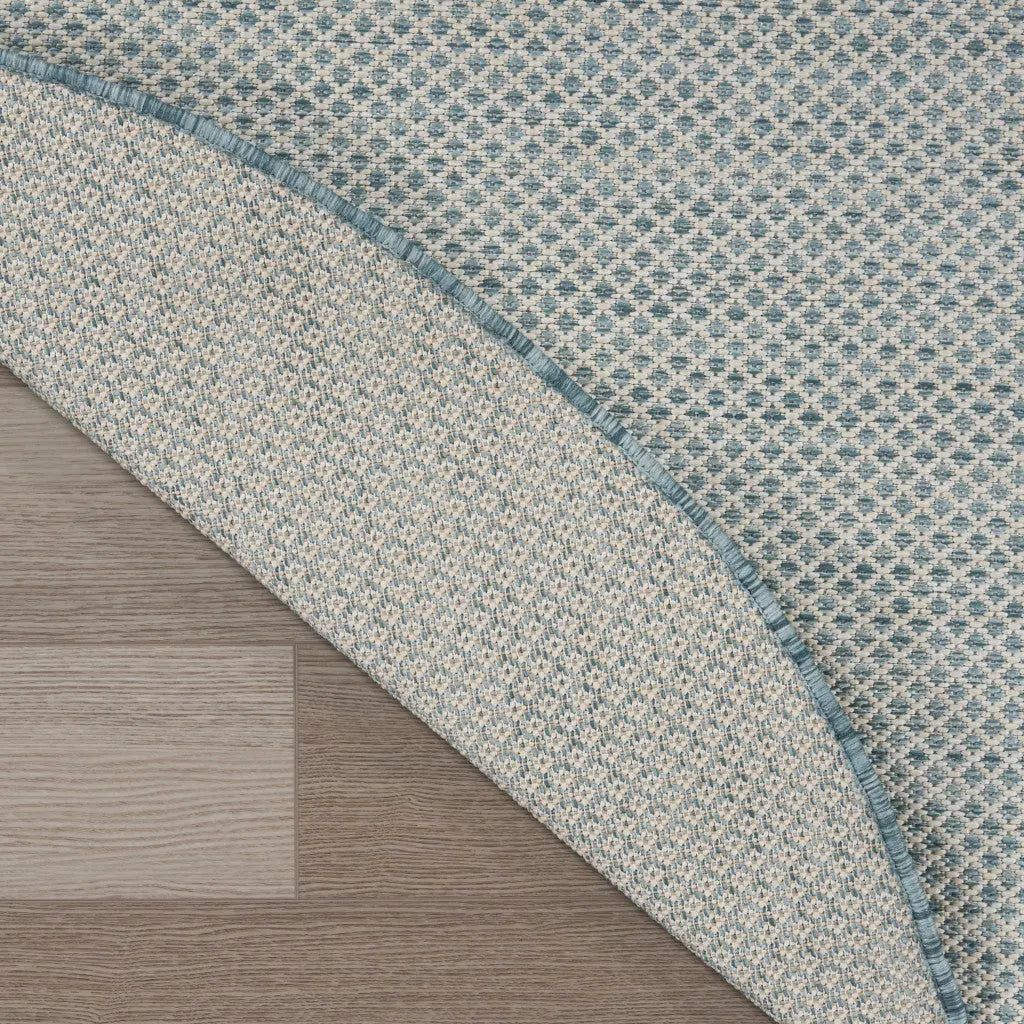 6' Blue Round Geometric Power Loom Area Rug Homeroots Outdoor