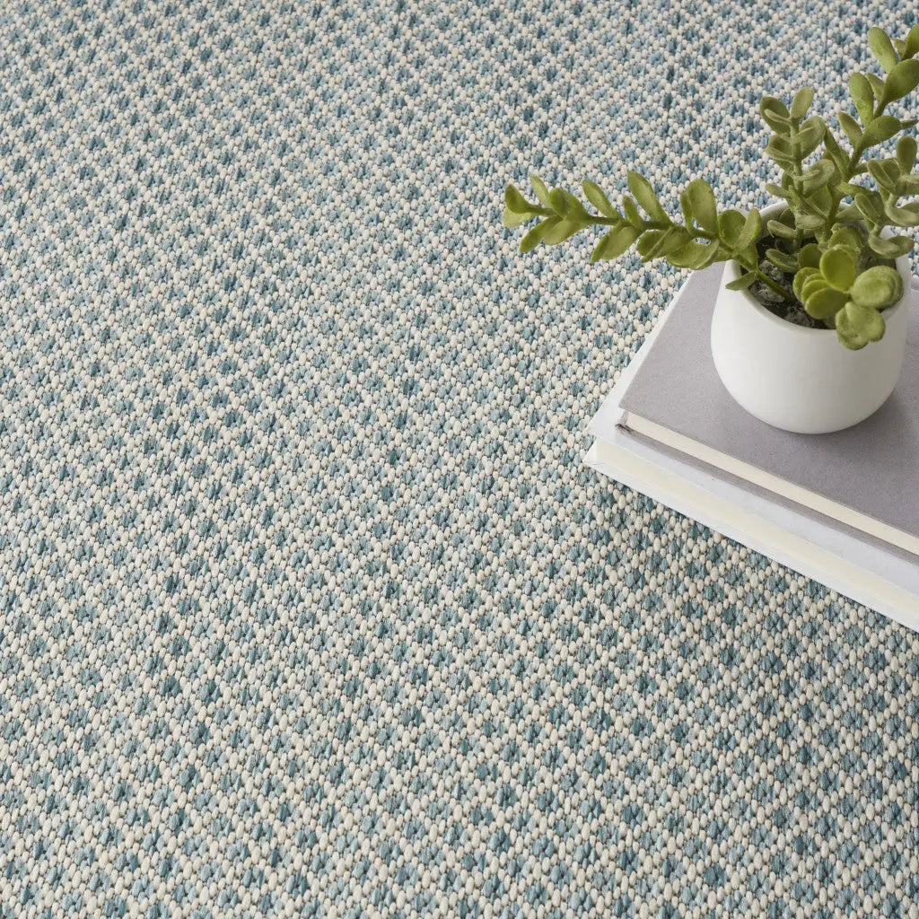 6' Blue Round Geometric Power Loom Area Rug Homeroots Outdoor