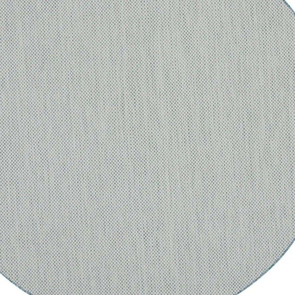 6' Blue Round Geometric Power Loom Area Rug Homeroots Outdoor