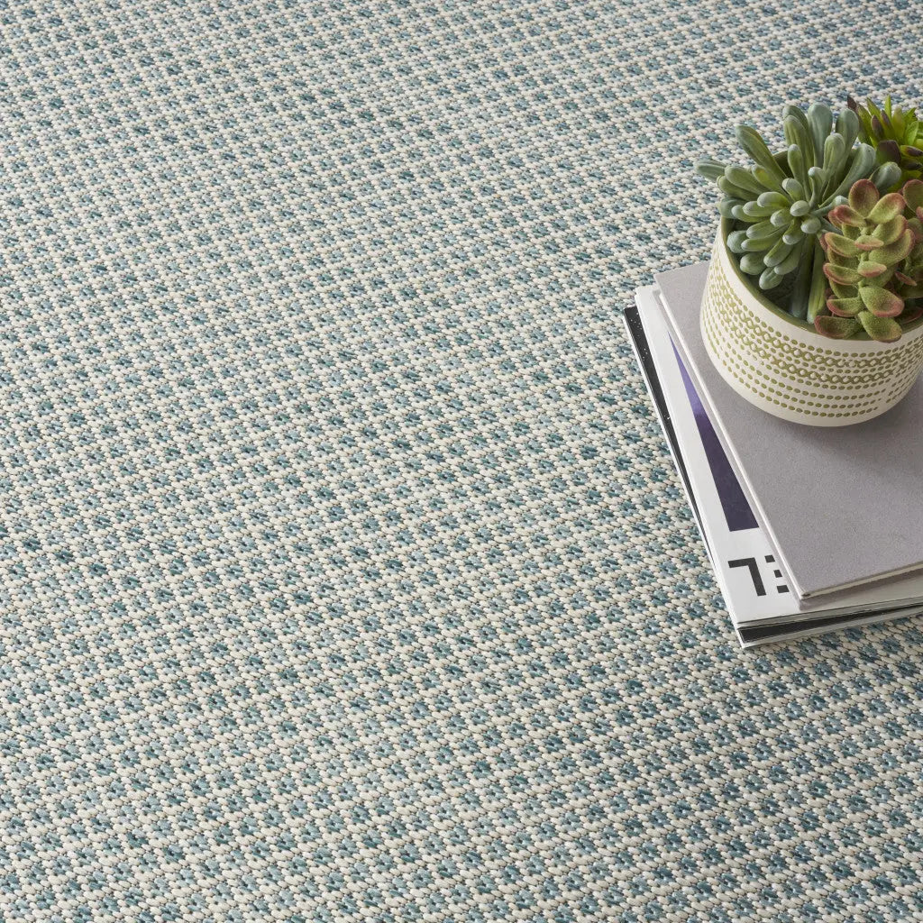 6' Blue Square Geometric Power Loom Area Rug Homeroots Outdoor
