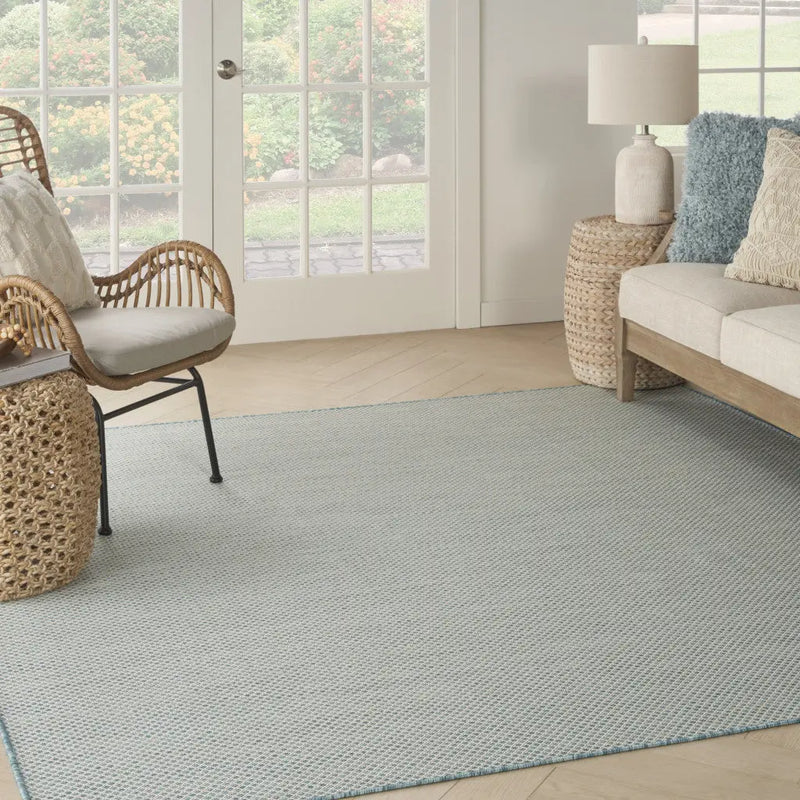 6' Blue Square Geometric Power Loom Area Rug Homeroots Outdoor