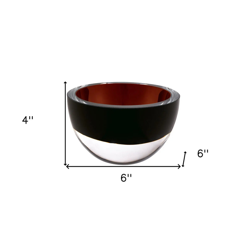 6" Brown Mouth Blown Crystal Thick Walled Bowl Homeroots Kitchen & Dining