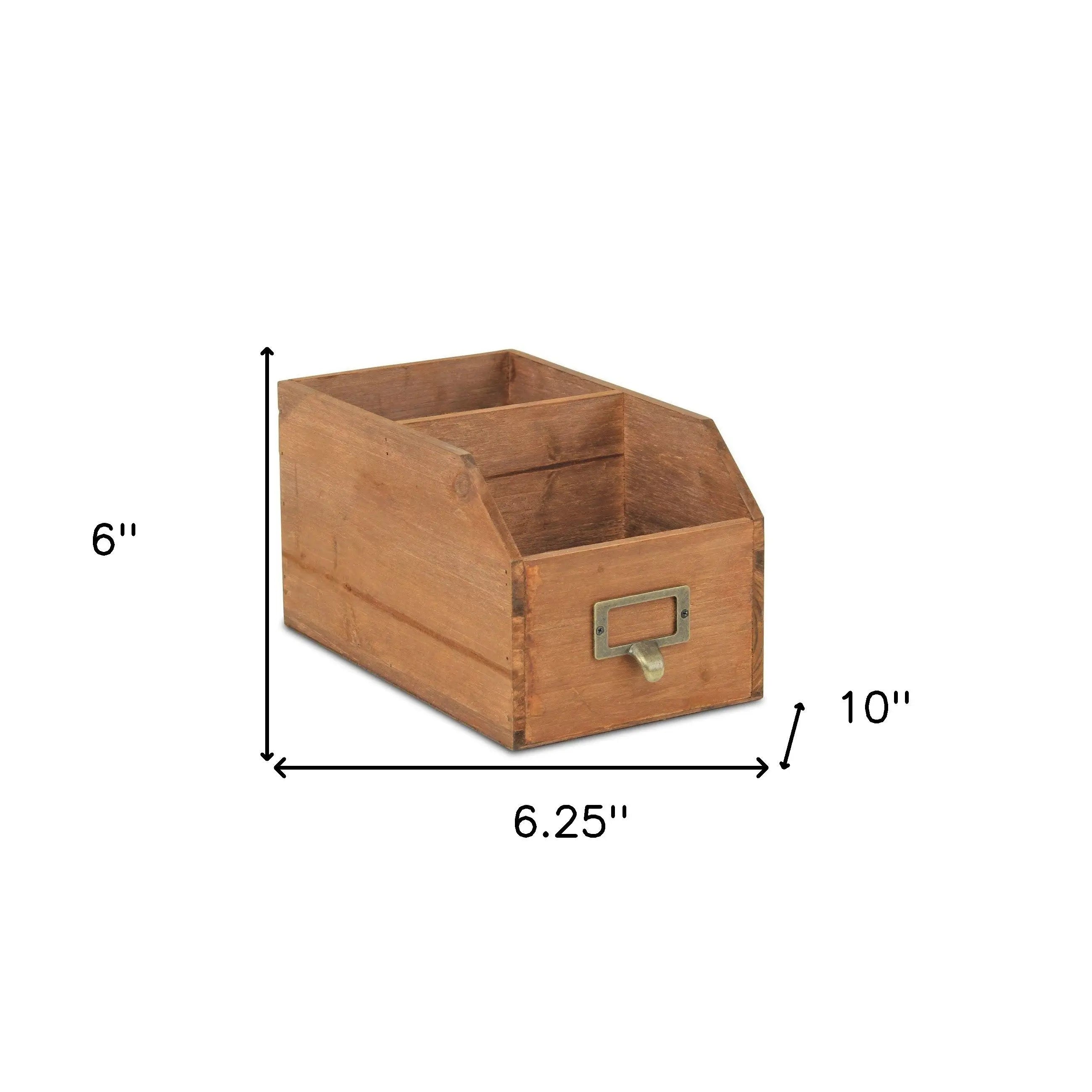 6" Brown Write-On Label Solid Wood Organizing Box Homeroots Office