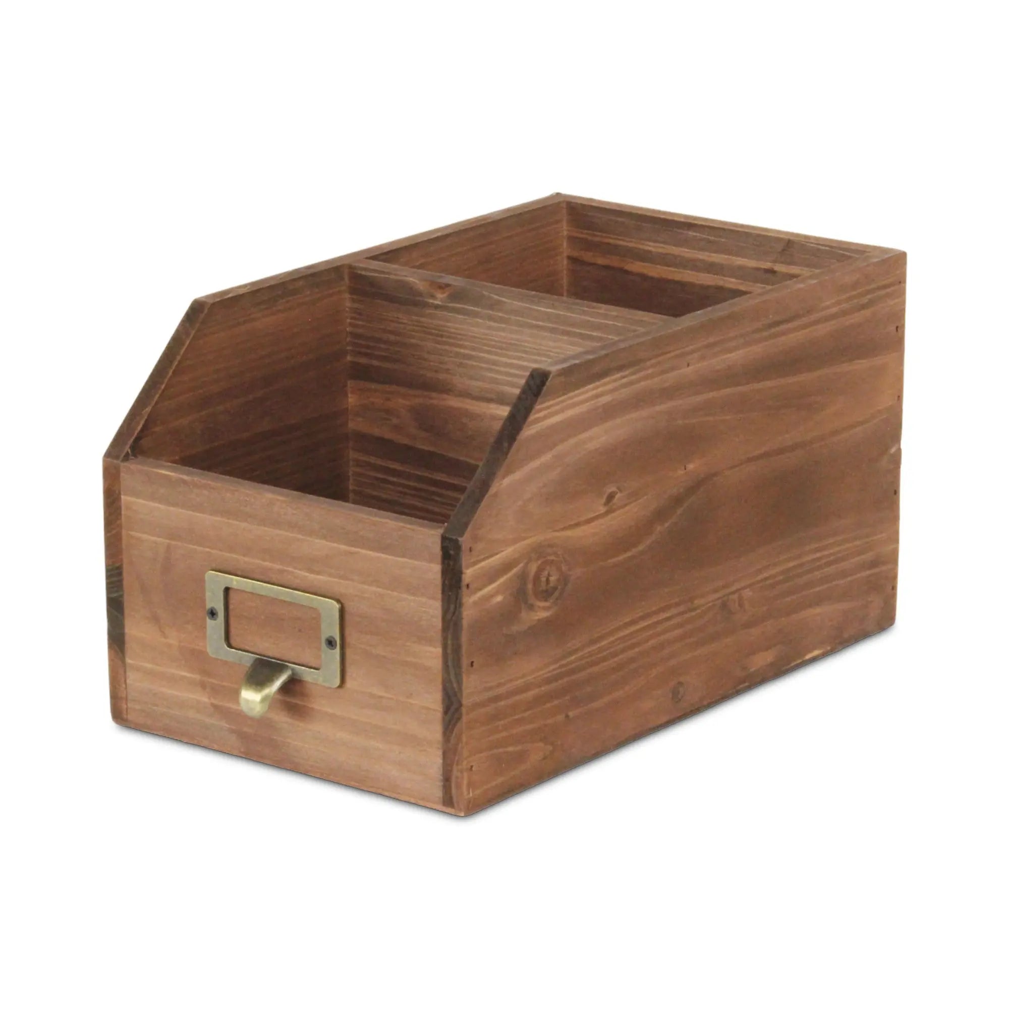 6" Brown Write-On Label Solid Wood Organizing Box Homeroots Office