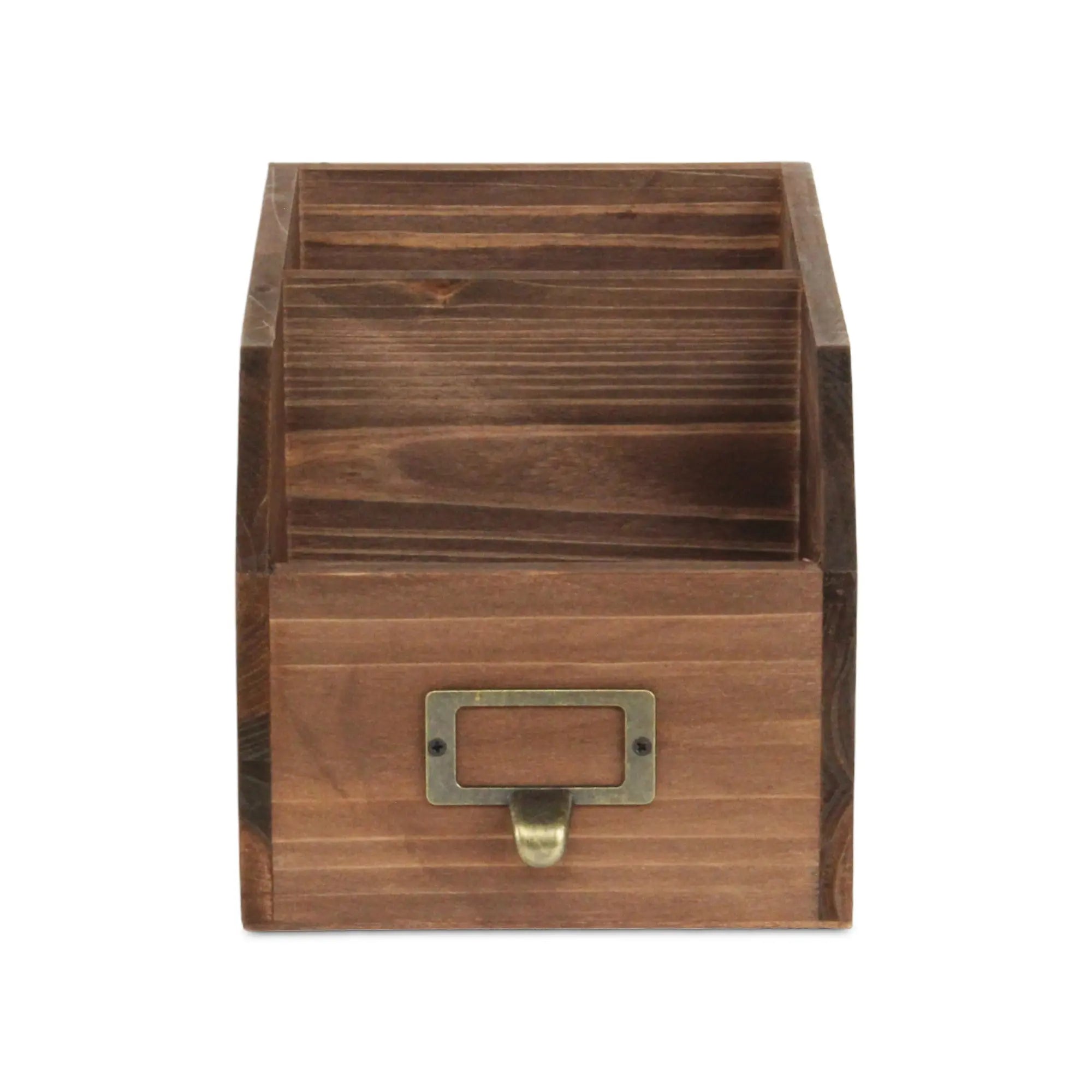 6" Brown Write-On Label Solid Wood Organizing Box Homeroots Office