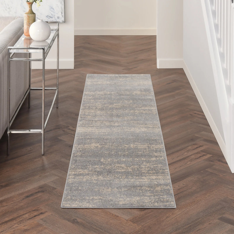 6' Gray And Beige Abstract Indoor Outdoor Runner Rug Homeroots Outdoor