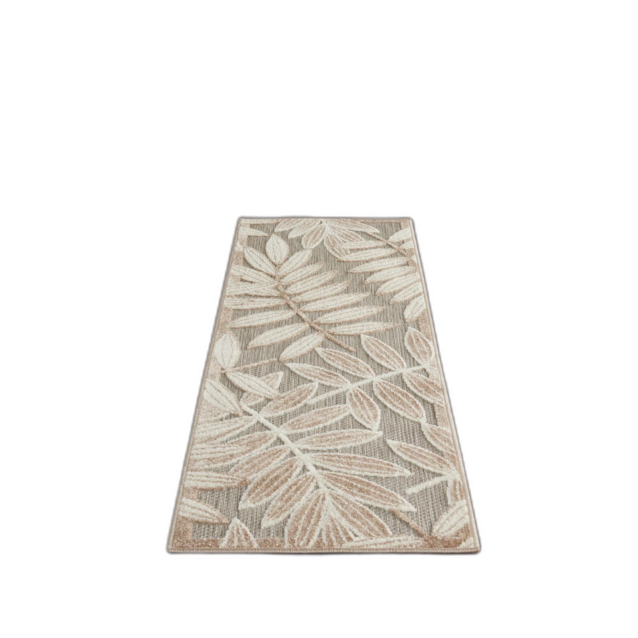 6' Gray And Ivory Floral Indoor Outdoor Runner Rug - GreatEagleInc