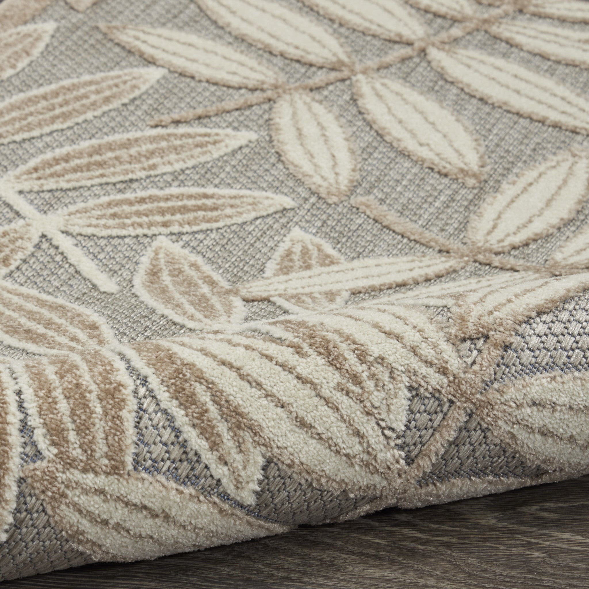 6' Gray And Ivory Floral Indoor Outdoor Runner Rug - GreatEagleInc