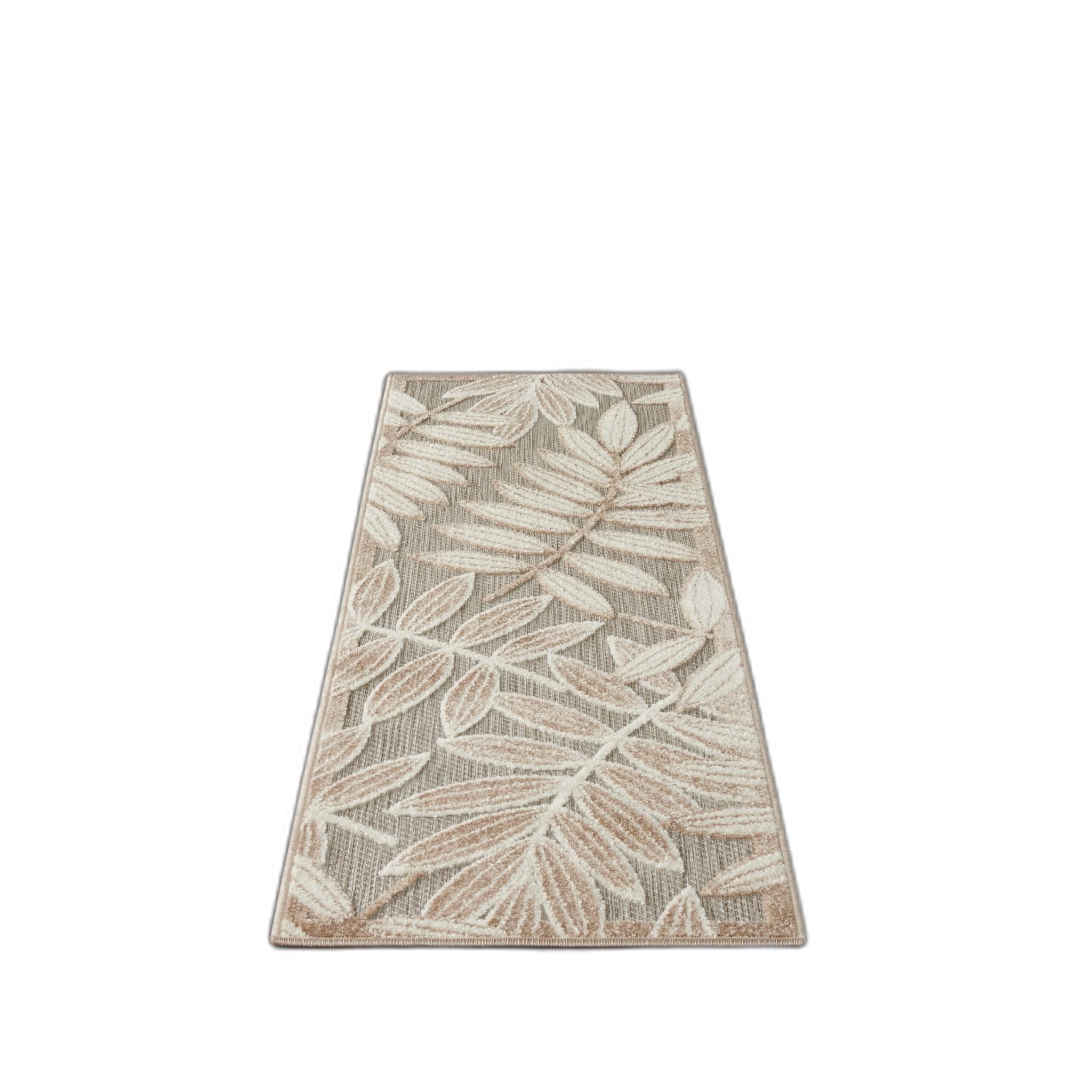 6' Gray And Ivory Floral Indoor Outdoor Runner Rug - GreatEagleInc