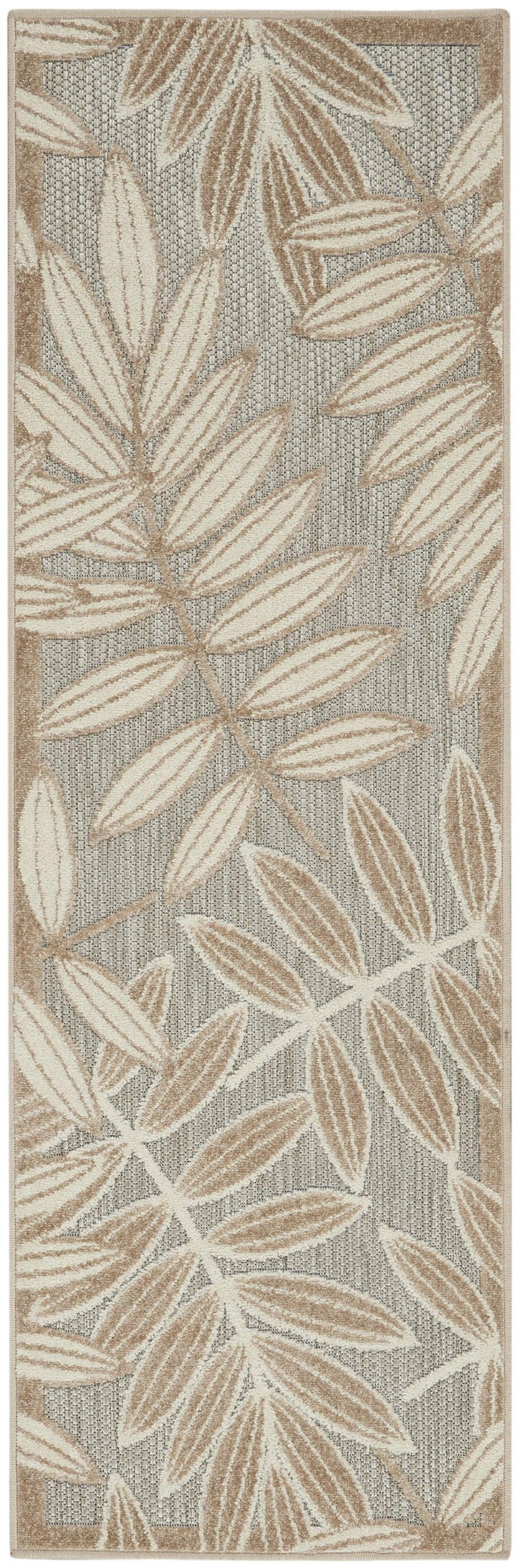 6' Gray And Ivory Floral Indoor Outdoor Runner Rug - GreatEagleInc