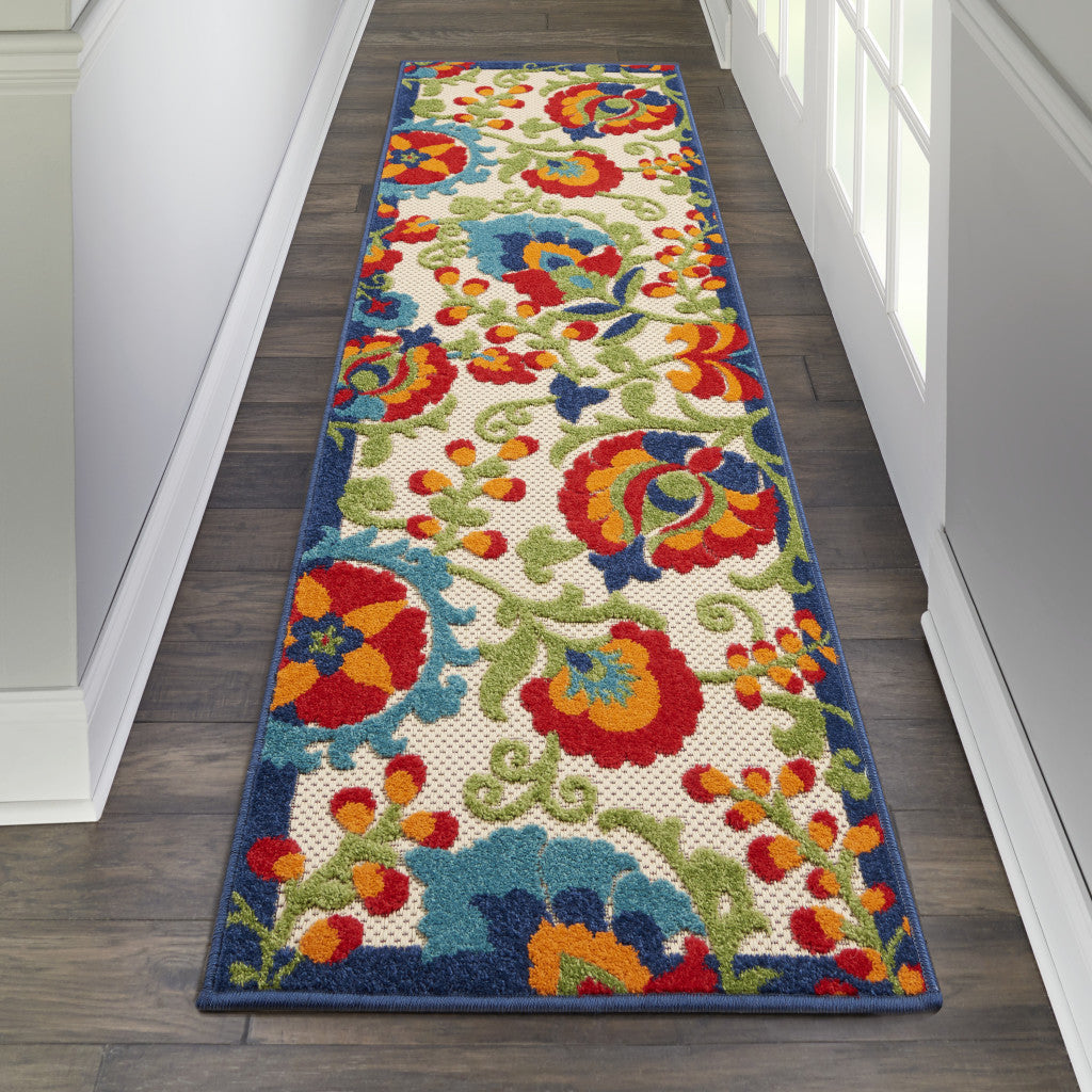 6' Green And Ivory Indoor Outdoor Area Rug - GreatEagleInc