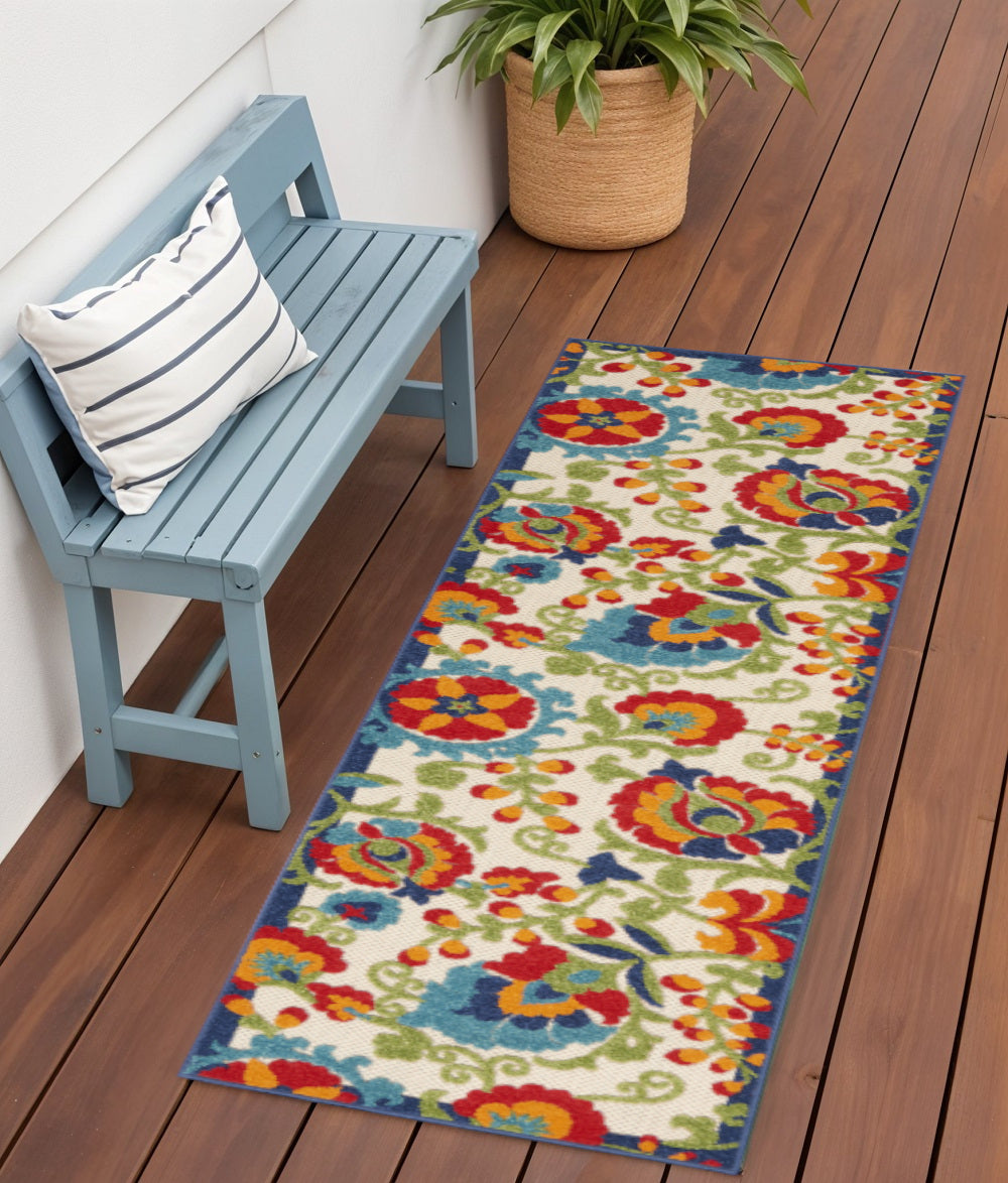6' Green And Ivory Indoor Outdoor Area Rug - GreatEagleInc